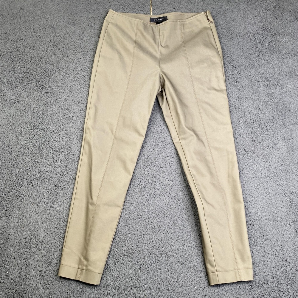 St John Pants Womens 4 Olive Slim Fit Stretch Cotton Nylon Blend Classic Career